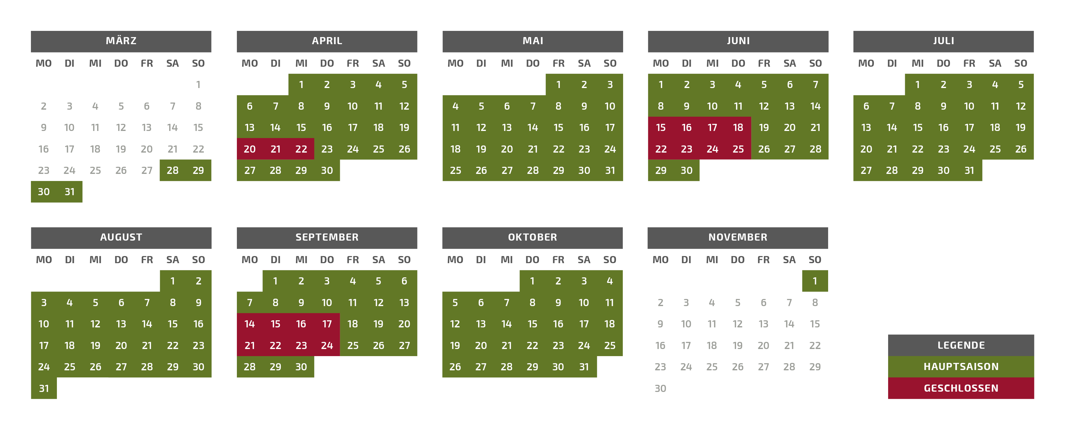 Safariland Saisonkalender